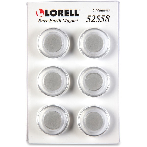 Lorell Round Cap Rare Earth Magnets, Clear, PK6 LLR52558 - main